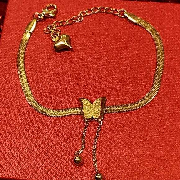 Tennis chain Bracelet Charm, Butterfly Stainless steel.New Fashion design.Gold - Picture 4 of 6